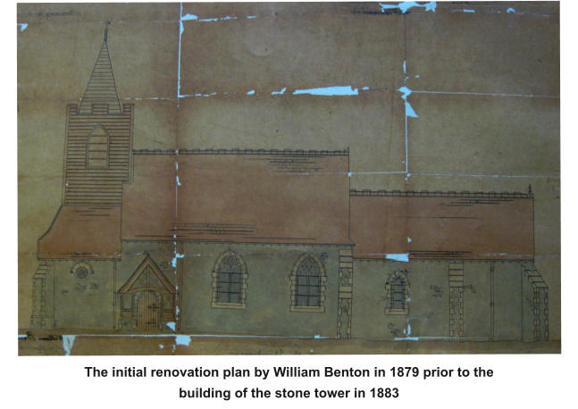 The initial renovation plan by William Benton in 1879 prior to the building of the stone tower in 1883