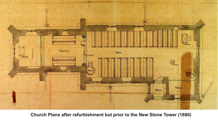 Church Plans after refurbishment but prior to the New Stone Tower (1880)