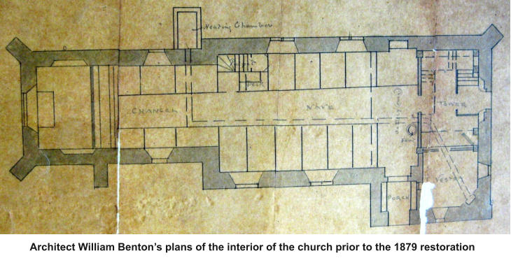 Architect William Bentons plans of the interior of the church prior to the 1879 restoration